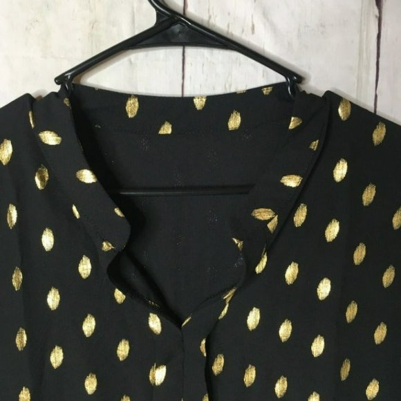 Shein Womens Black Blouse Gold Spots Large NEW - Picture 3 of 8